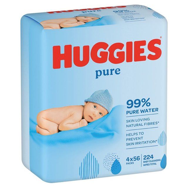 Huggies Pure 99% Water Baby Wipes Multipack   4 x 56 per pack