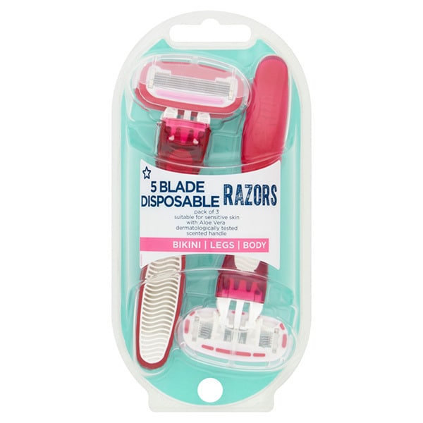 Superdrug Female Five Blade Disposable Razors x3