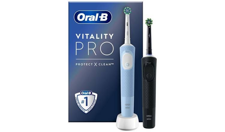 Oral-B Vitality Pro Electric Toothbrush Duo Pack Black/ Blue