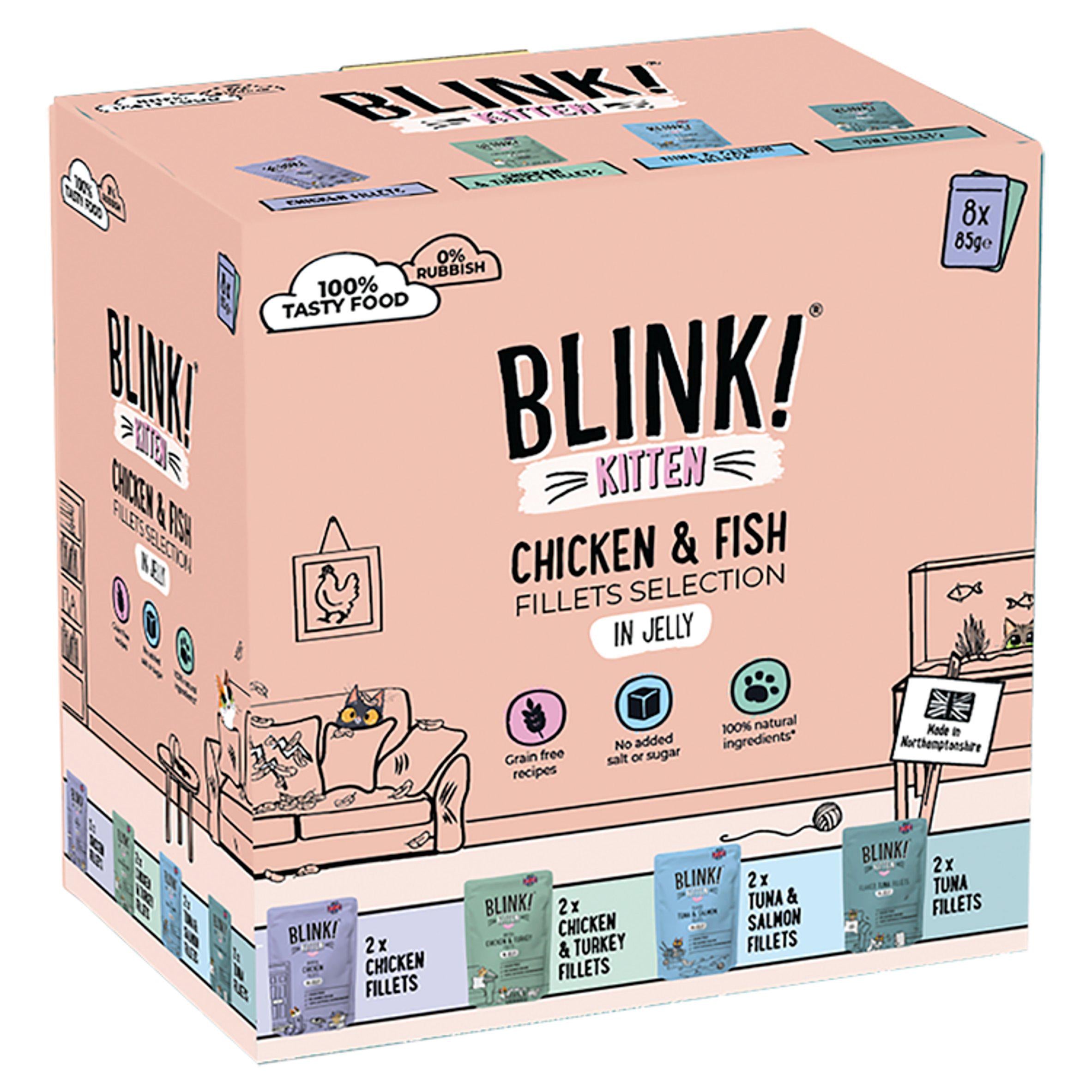 Blink! Chicken & Fish Selection in Jelly 2-12 Months Wet Kitten Food 8 x 85g - McGrocer