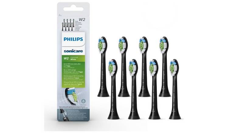 Philips Sonicare W2 Optimal White Brush Head - Black 8 Pack GOODS Argos