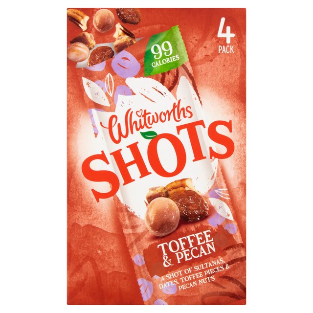 Whitworths Shots Snack Pack Toffee Pecan   4 per pack