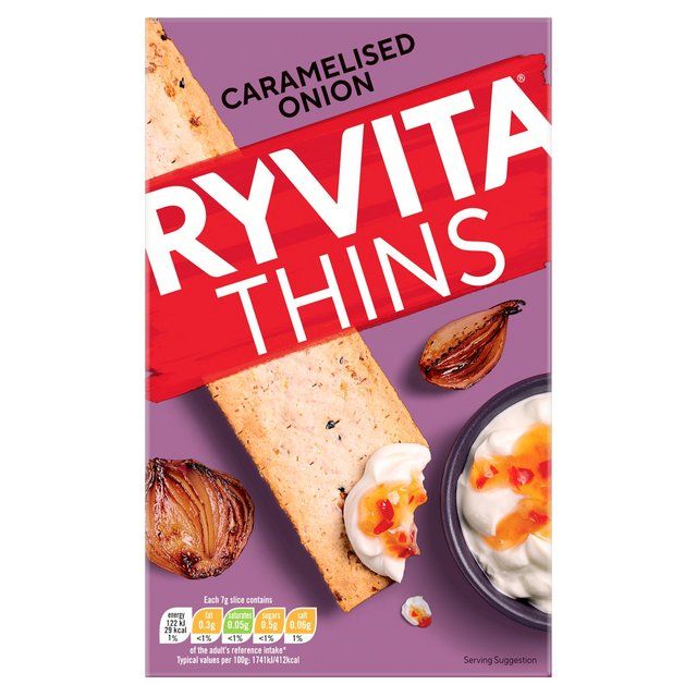 Ryvita Thins Caramelised Onion Flatbread Crackers   120g GOODS M&S   