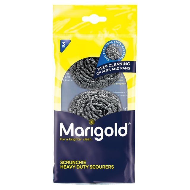 Marigold Scrunchie Stainless Steel Scourers   3 per pack