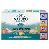 Naturo Natural Pet Food Variety Pack with Brown Rice Adult Dog 1-7 Years 6x400g Dog food cans trays & pouches Sainsburys   