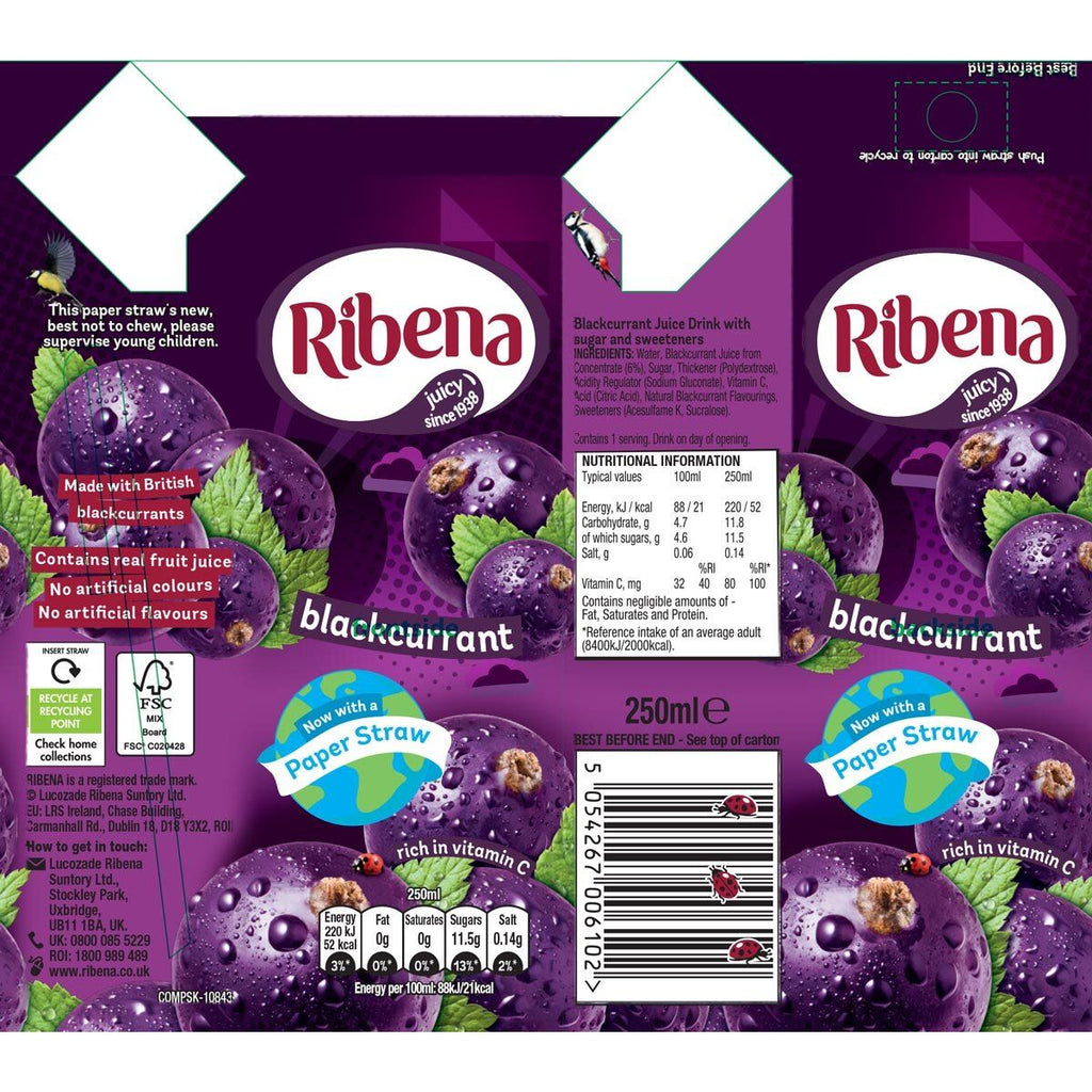 Ribena Ready to Drink Blackcurrant, 24 x 250ml