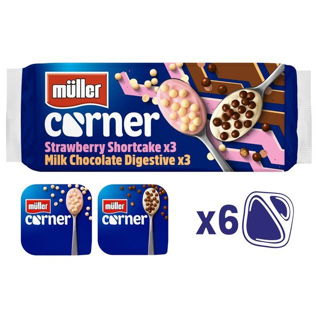 Muller Corner Chocolate Digestive & Strawberry Shortcake Yogurts    6 x 124g