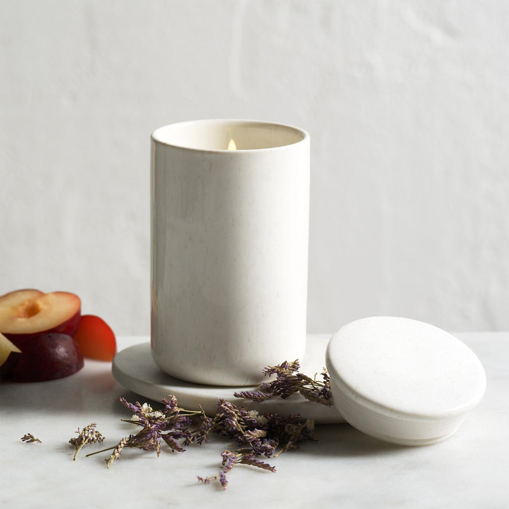 Sainsbury's Home Dried Flowers & Plum Ceramic Candle