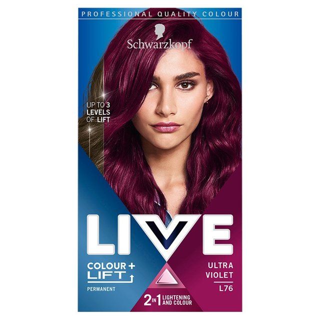 Schwarzkopf Live Luminance Ultra Violet L76 Purple Permanent Hair Dye   143ml GOODS M&S   