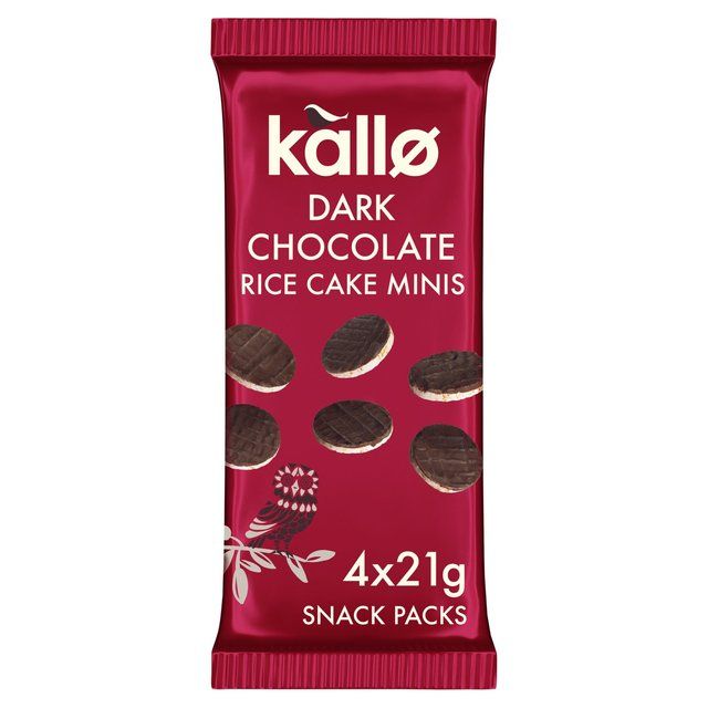 Kallo Belgian Dark Chocolate Mini Rice Cakes Multipack   4 x 21g