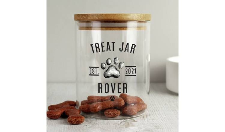 Personalised Message Pet Treats Storage Glass Jar With Lid GOODS Argos