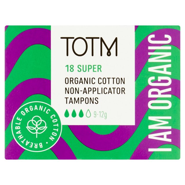 TOTM Organic Cotton Non-Applicator Tampons Super   18 per pack