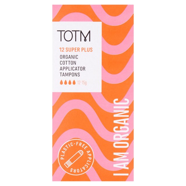 TOTM Organic Cotton Applicator Tampons Super Plus   12 per pack