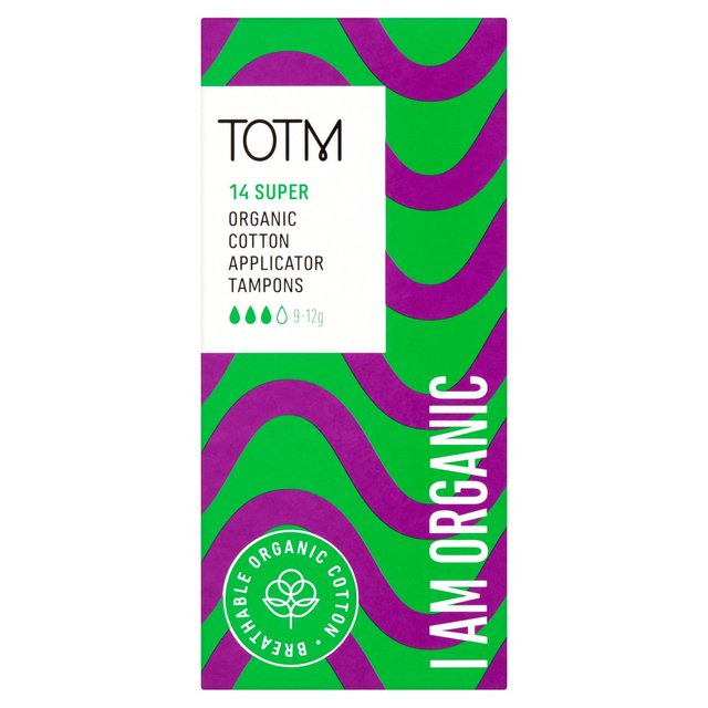 TOTM Organic Cotton Applicator Tampons Super   14 per pack