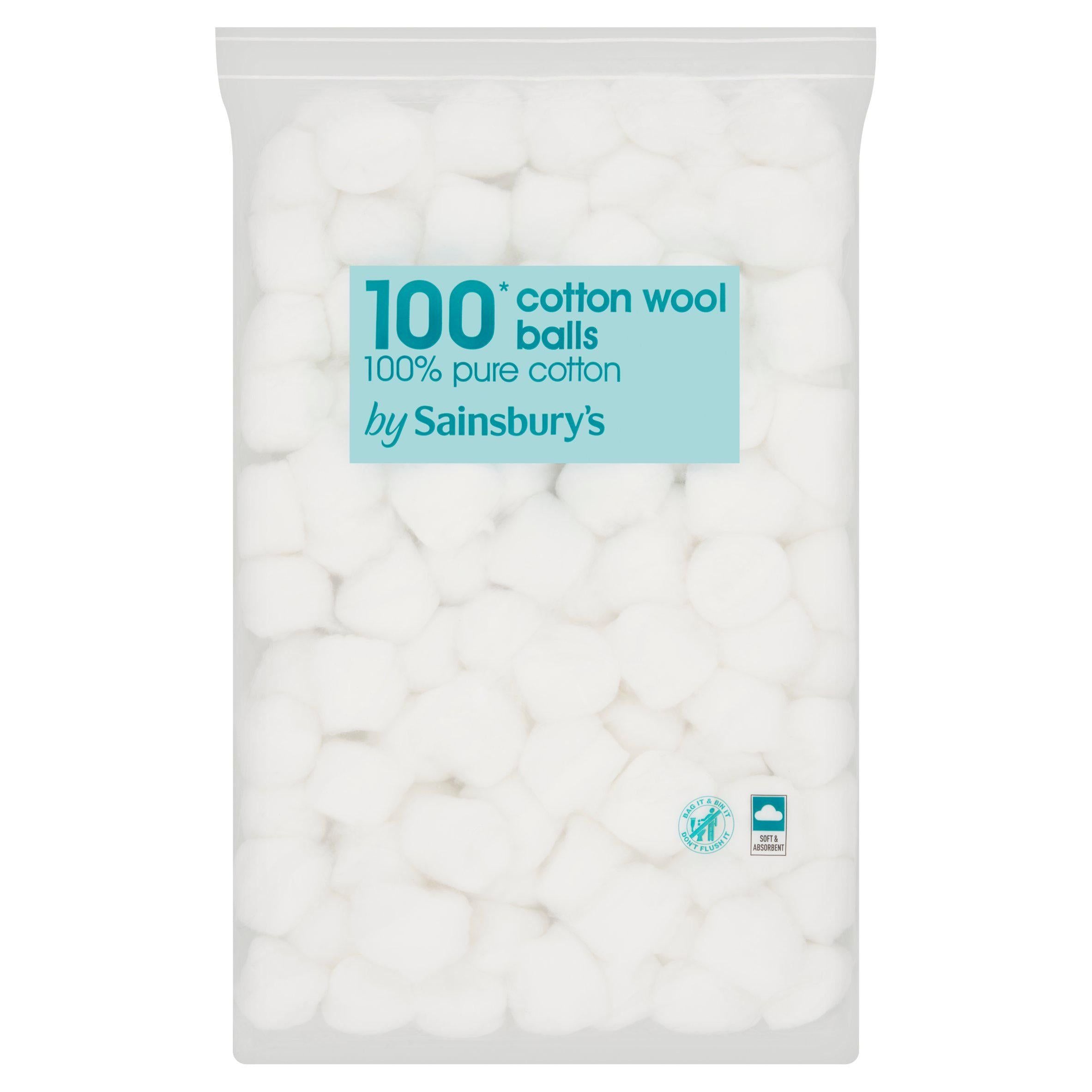 Novon Cotton Wool Balls X100 Cotton wool & buds Sainsburys   