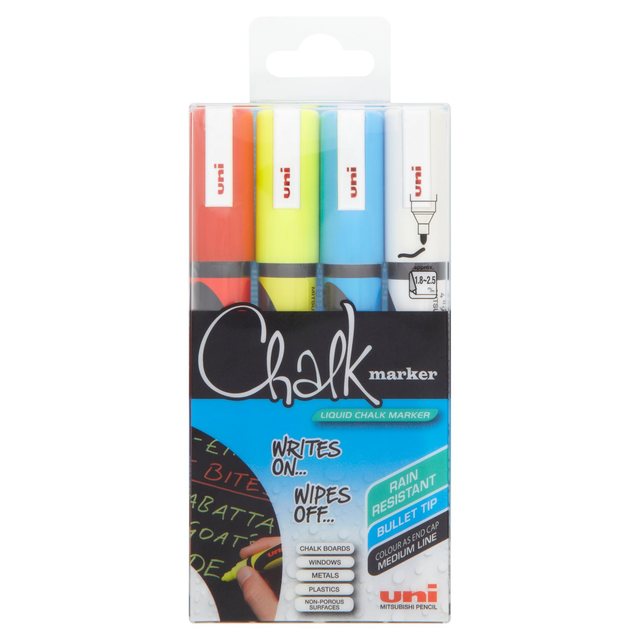 Uniball Chalk Liquid Markers   4 per pack