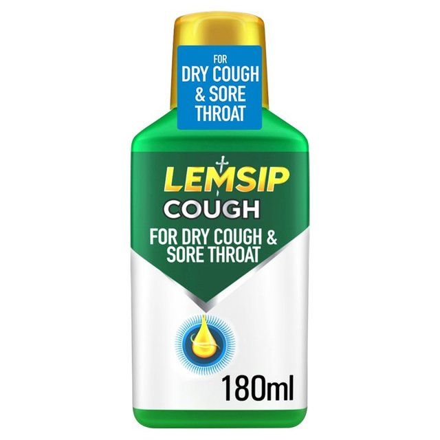 Lemsip Cough Liquid Dry Cough & Sore Throat Relief   180ml