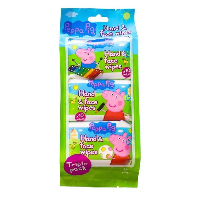 Peppa Pig Hand & Face Wet Wipes Multipack   3 per pack