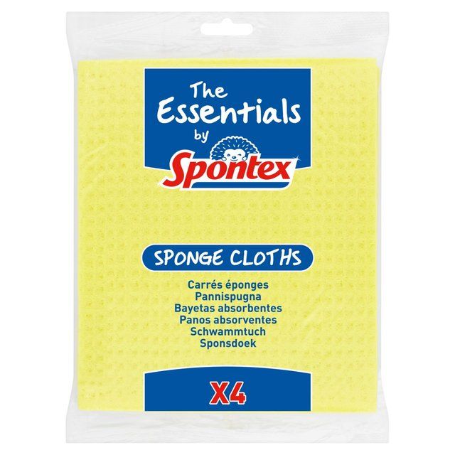 Spontex Essentials Sponge Cloths   4 per pack