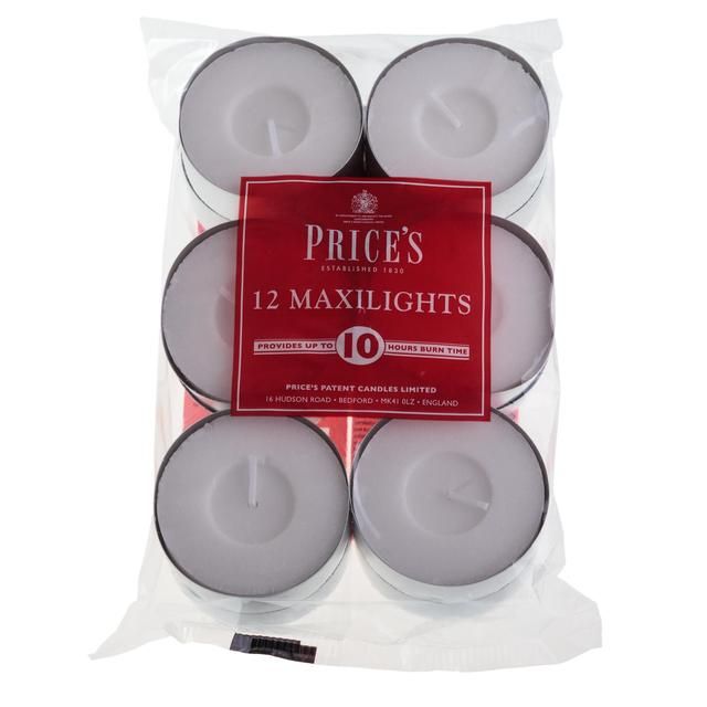 Price's Candles 10 Hour Maxi Tealights   12 per pack