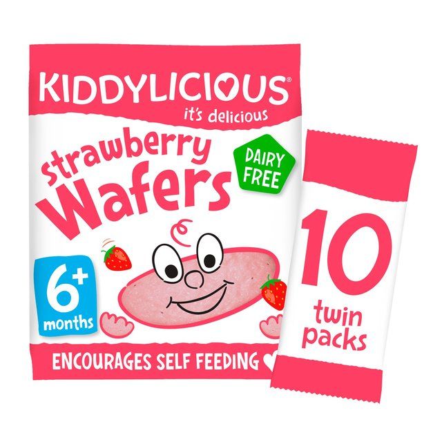 Kiddylicious Strawberry Maxi Wafers Baby Snacks Multi   10 x 4g