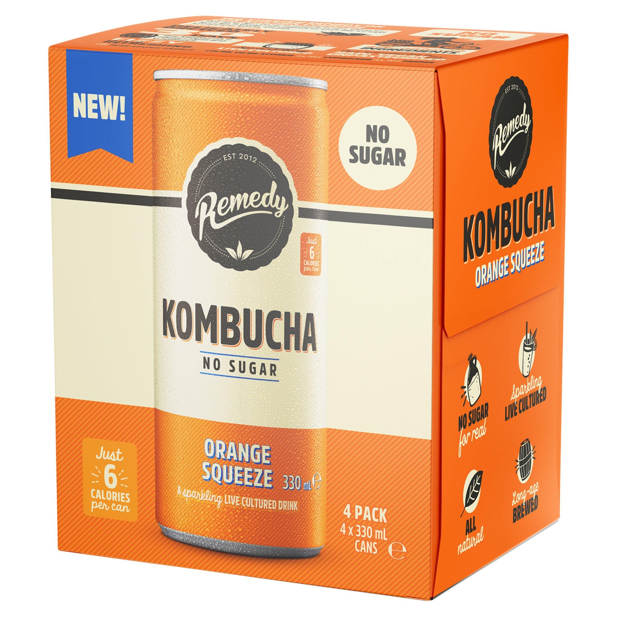 Remedy Orange Squeeze Kombucha 4x330ml GOODS Sainsburys   