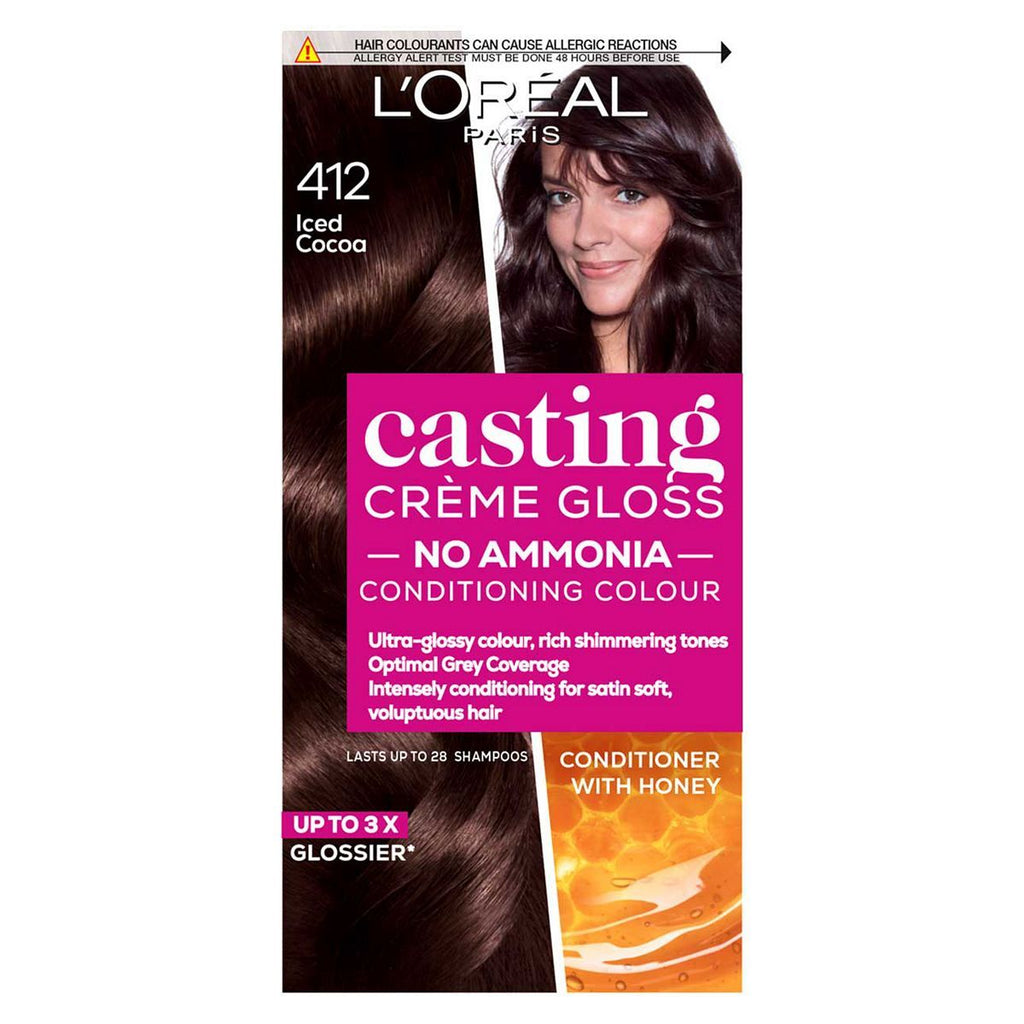 L'Oreal Paris Casting Creme Gloss Semi-Permanent Hair Dye, Brown Hair Dye 412 Iced Cocoa