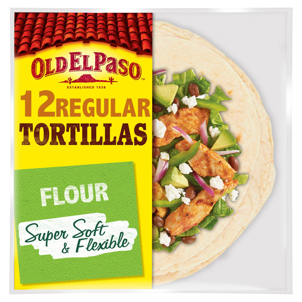 Old El Paso Regular Soft Flour Tortilla Wraps x12 489g