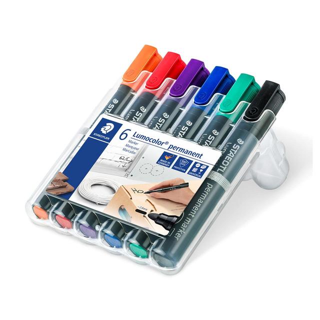 Staedtler Lumocolor Bullet Tip Permanent Markers    6 per pack