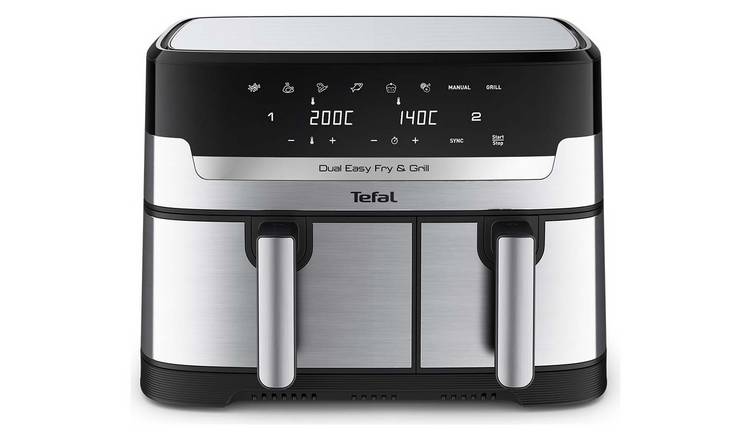 Tefal Easy Fry Dual Drawer Air Fryer & Grill, 8.3L Stainless