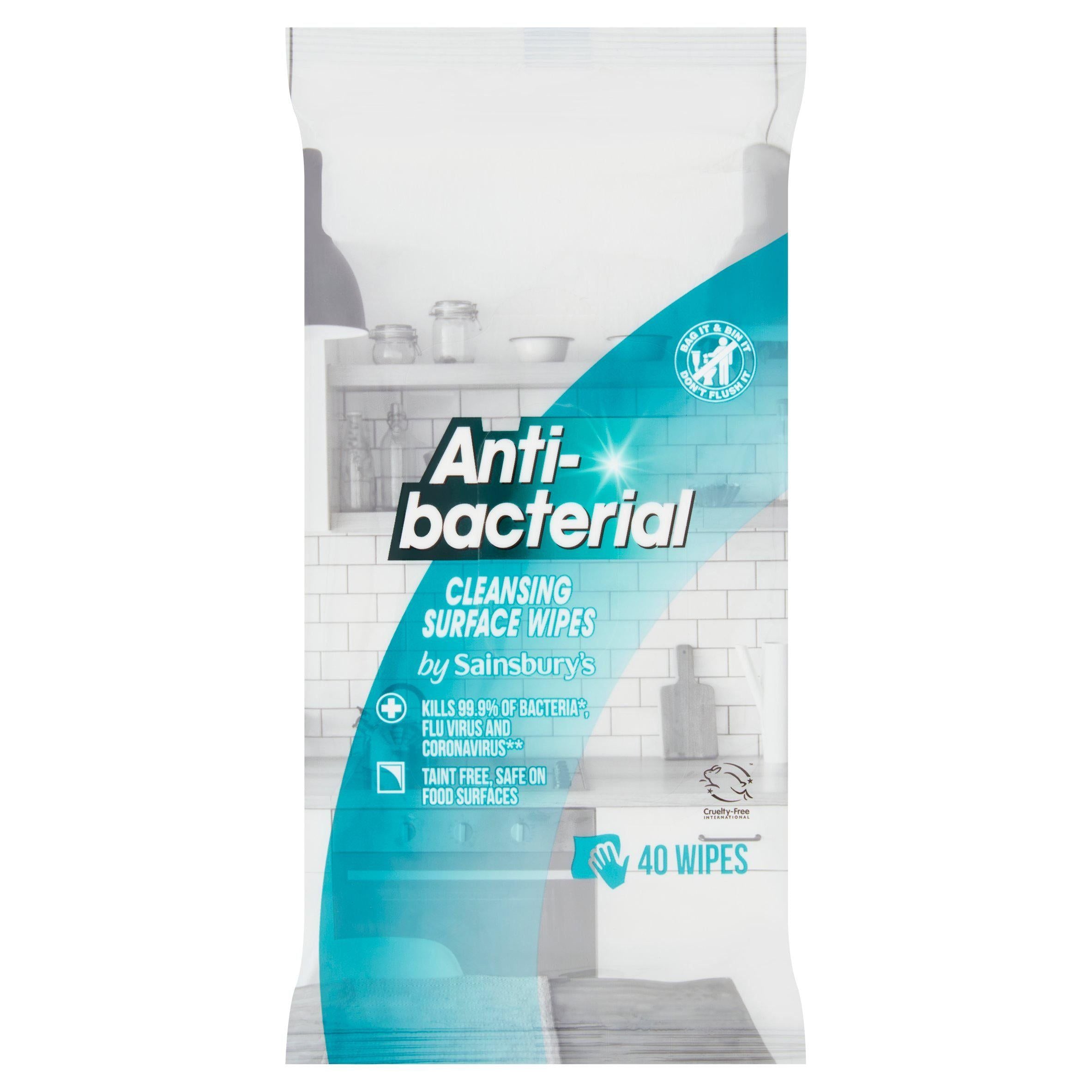 Sainsbury's Antibacterial Multi-Surface Wipes x40 essentials Sainsburys   