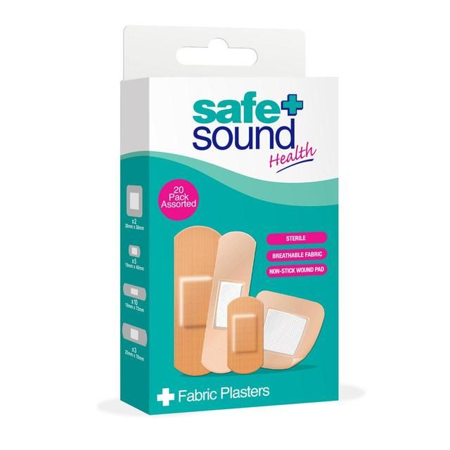 Safe & Sound Assorted Fabric Plasters   20 per pack