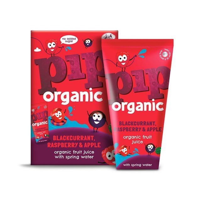 Pip Organic Blackcurrant Raspberry & Apple Juice with Spring Water Cartons   4 x 180ml GOODS M&S   