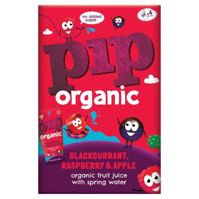 Pip Organic Blackcurrant Raspberry & Apple Juice with Spring Water Cartons   4 x 180ml GOODS M&S   