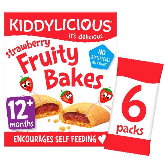 Kiddylicious Strawberry Fruity Bakes Baby Snacks Multi   6 x 22g