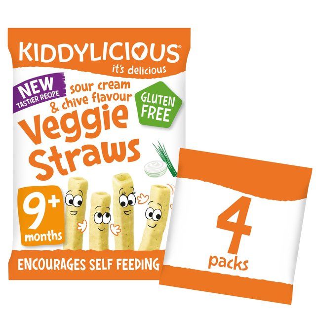 Kiddylicious Sour Cream & Chive Veggie Straws 9 mths+   4 x 12g GOODS M&S   