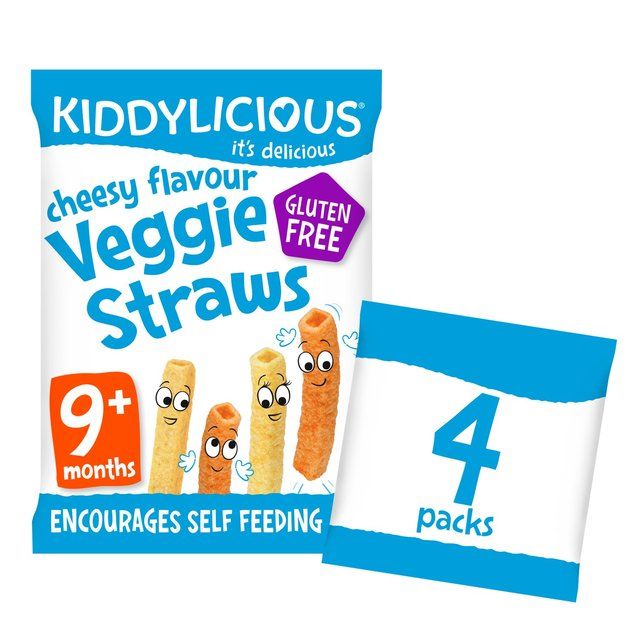 Kiddylicious Cheesy Flavoured Veggie Straws Baby Snacks Multi   4 x 12g