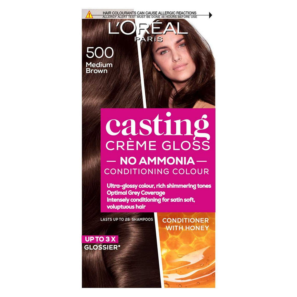 L'Oreal Paris Casting Creme Gloss Semi-Permanent Hair Dye, Brown Hair Dye 500 Medium Brown