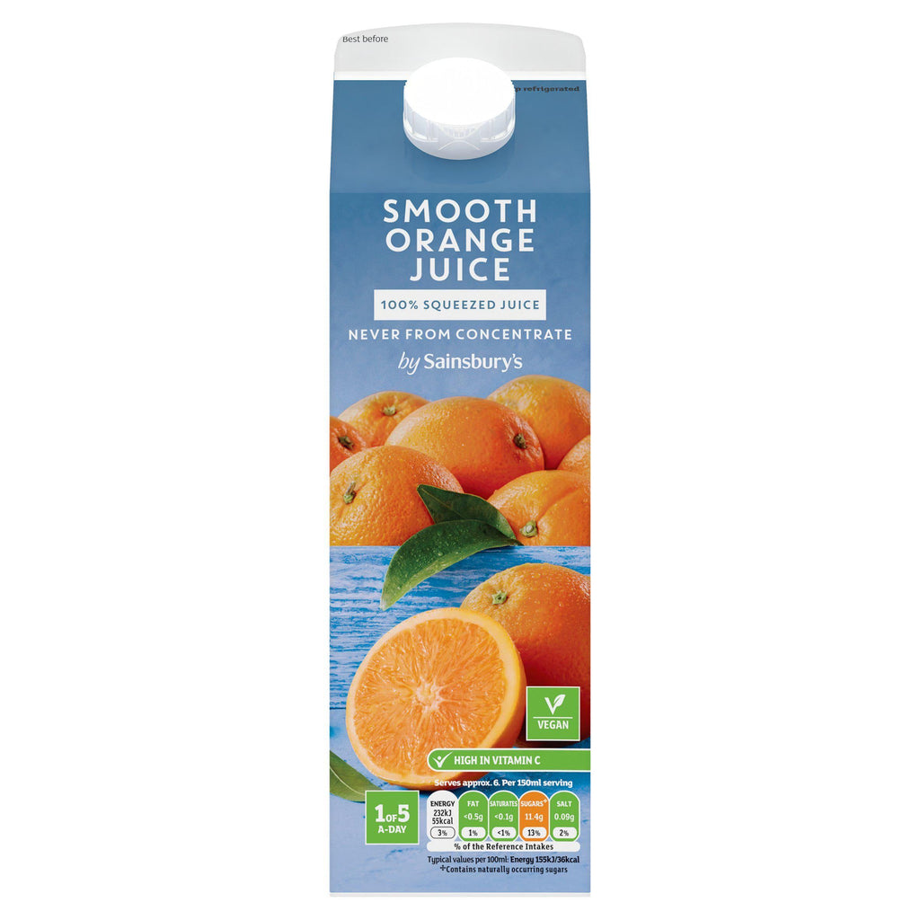 Sainsbury's 100% Pure Squeezed Smooth Orange Juice, Not From Concentrate 1L