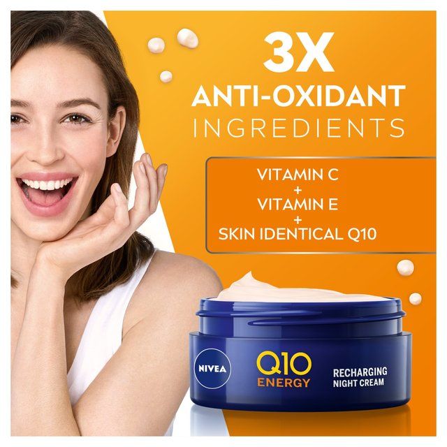 NIVEA Q10 Energy Anti-Wrinkle Recharging Night Face Cream with Vitamin C    50ml