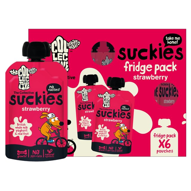 The Collective Strawberry Suckies Multipack Kids Yoghurt   6 x 90g