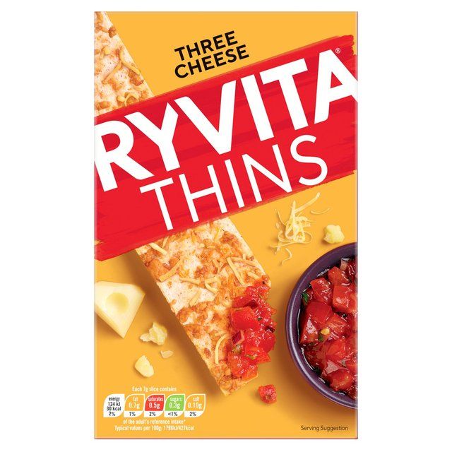 Ryvita Thins Three Cheese Flatbread Crackers   125g