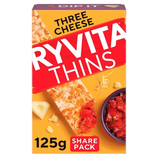 Ryvita Thins Three Cheese Flatbread Crackers   125g