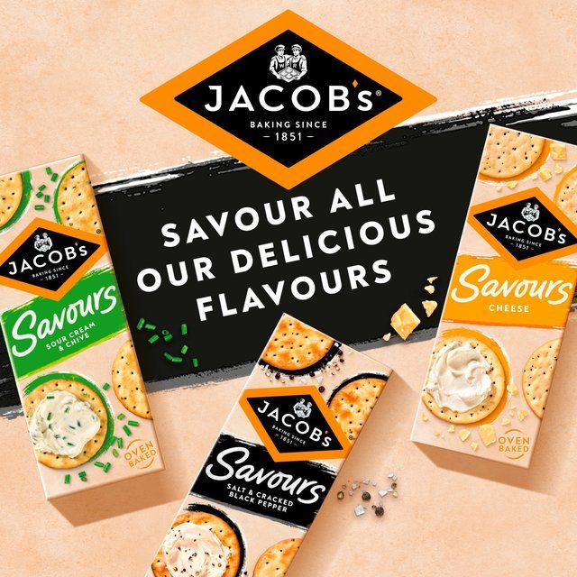 Jacob's Savours Bakes Salt &amp; Cracked Black Pepper Crackers   200g