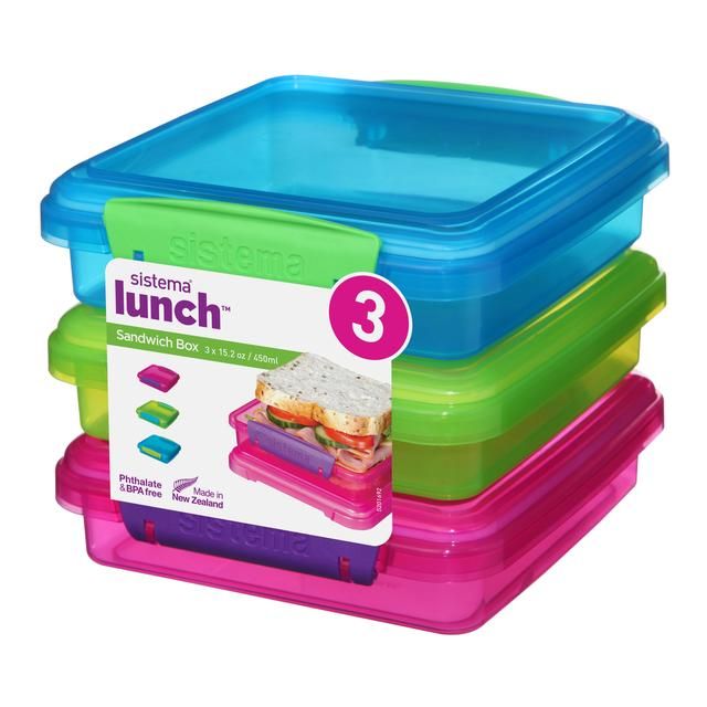 Sistema Sandwich Boxes Assorted Colours   3 per pack GOODS M&S   