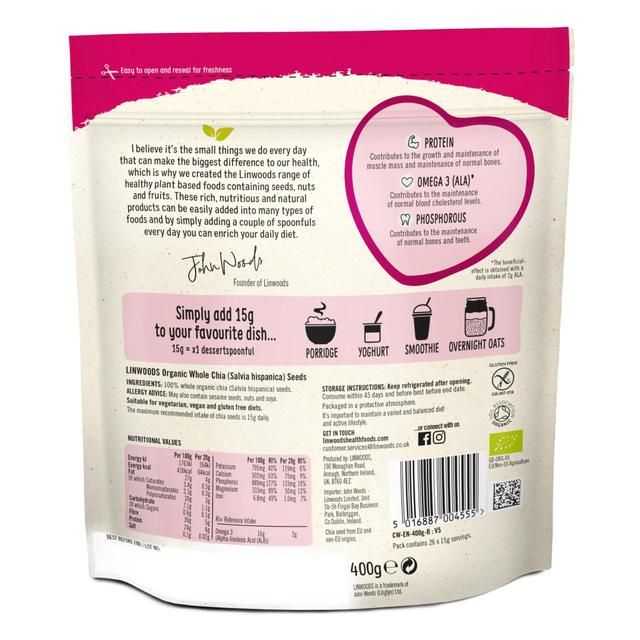 Linwoods Organic Whole Chia Seed   400g