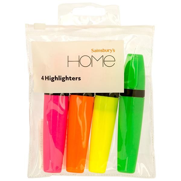 Sainsbury's Home Highlighters 4pk GOODS Sainsburys   