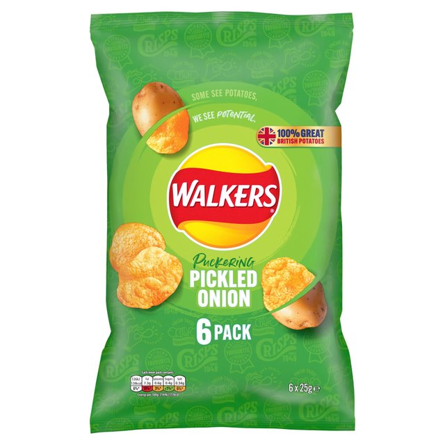 Walkers Pickled Onion Multipack Crisps   6 per pack