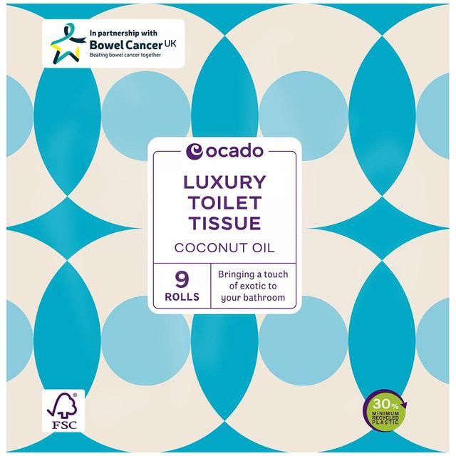 Ocado Luxury Coconut Oil Toilet Tissue   9 per pack