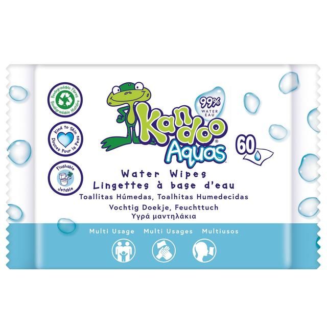 Kandoo Aquas Flushable Toilet Water Wipes   60 per pack